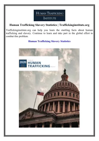 Human Trafficking Slavery Statistics Traffickinginstitute.org