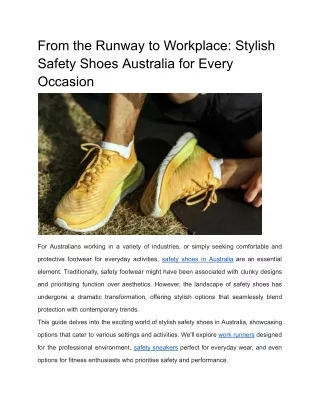From the Runway to Workplace: Stylish Safety Shoes Australia for Every Occasion