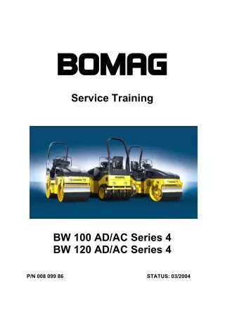 Bomag BW 100 AD,BW 100 AC,BW 120 AD,BW 120 AC Drum Roller Service Repair Manual Instant Download