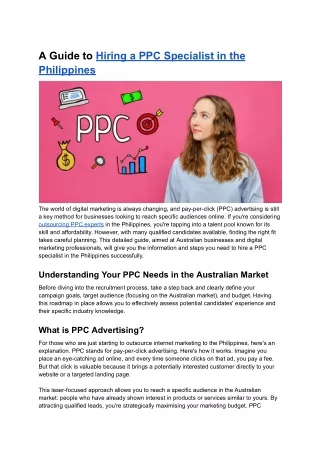 A Guide to Hiring a PPC Specialist in the Philippines