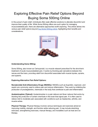Exploring Effective Pain Relief Options Beyond Buying Soma 500mg Online