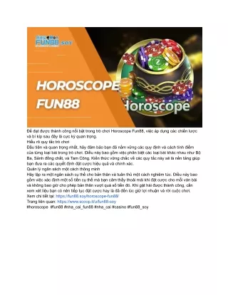 Quy Tắc Vàng Khi Chơi Horoscope Tại Fun88 Soy: Lộ Trình Giành Chiến Thắng