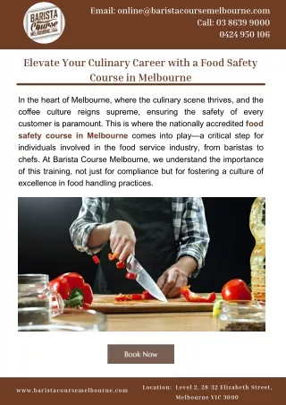 Elevate Your Culinary Career with a Food Safety Course in Melbourne