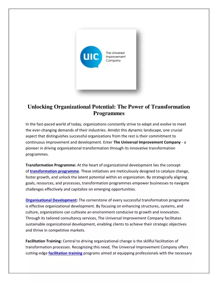unlocking organizational potential the power