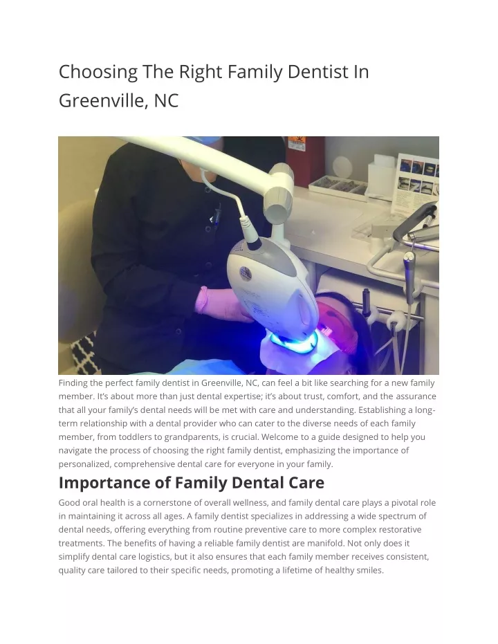 choosing the right family dentist in greenville nc