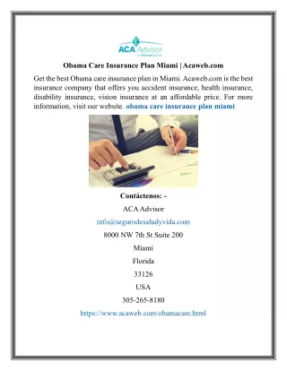 Obama Care Insurance Plan Miami | Acaweb.com