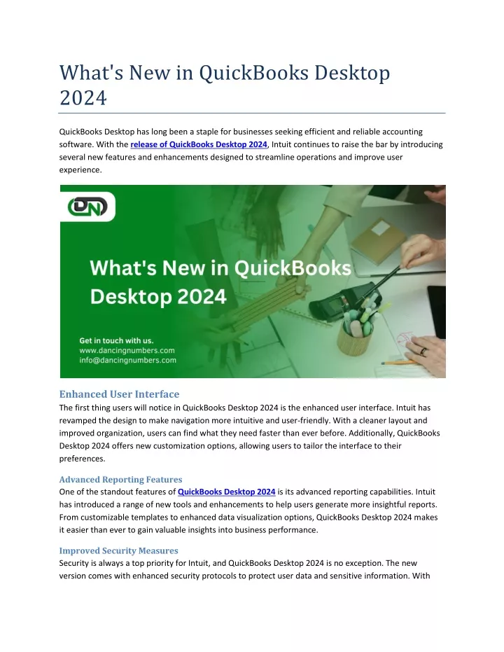 what s new in quickbooks desktop 2024