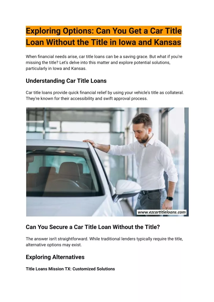 exploring options can you get a car title loan