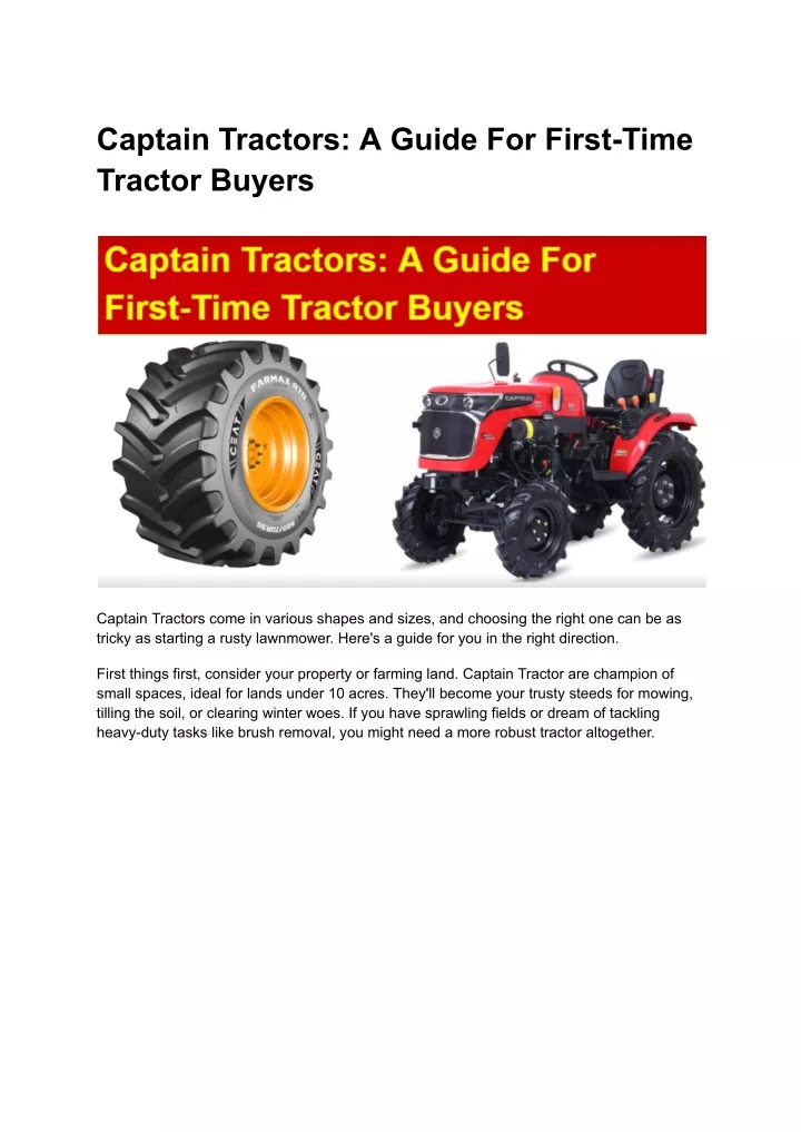 captain tractors a guide for first time tractor