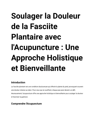 acupuncture fasciite plantaire