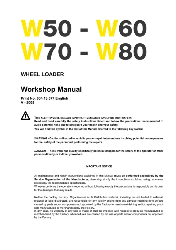 NEW HOLLAND W50 WHEEL EXCAVATOR Service Repair Manual