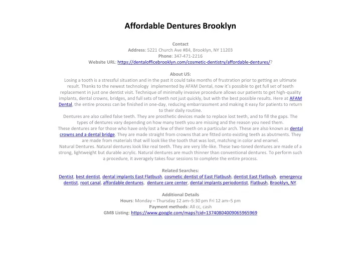 affordable dentures brooklyn