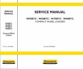 NEW HOLLAND W50BTC COMPACT WHEEL LOADER Service Repair Manual