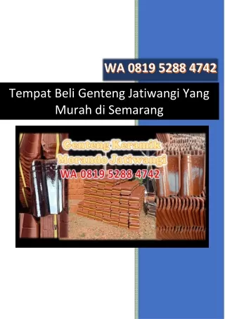 WA 0819 5288 4742, Agen Jual Genteng Jatiwangi di Salatiga