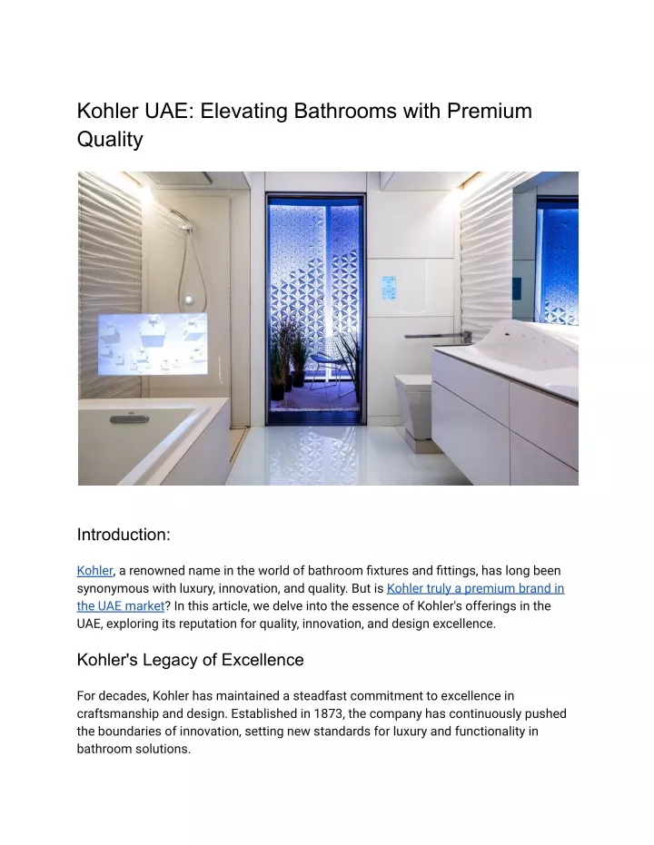 kohler uae elevating bathrooms with premium