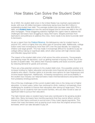 how states can solve the student debt crisis