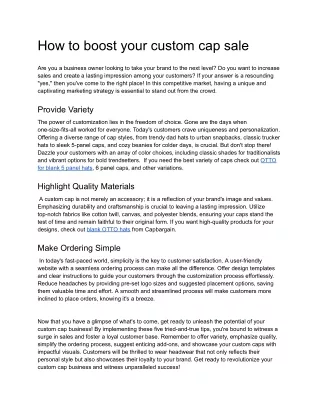 How to boost your custom cap sale