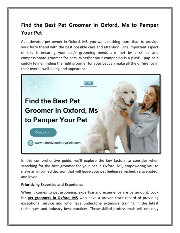 find the best pet groomer in oxford ms to pamper
