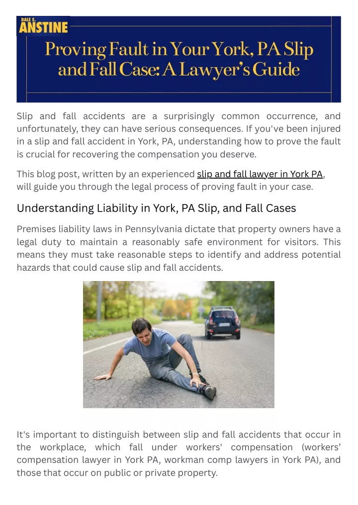 proving fault in your york pa slip and fall case