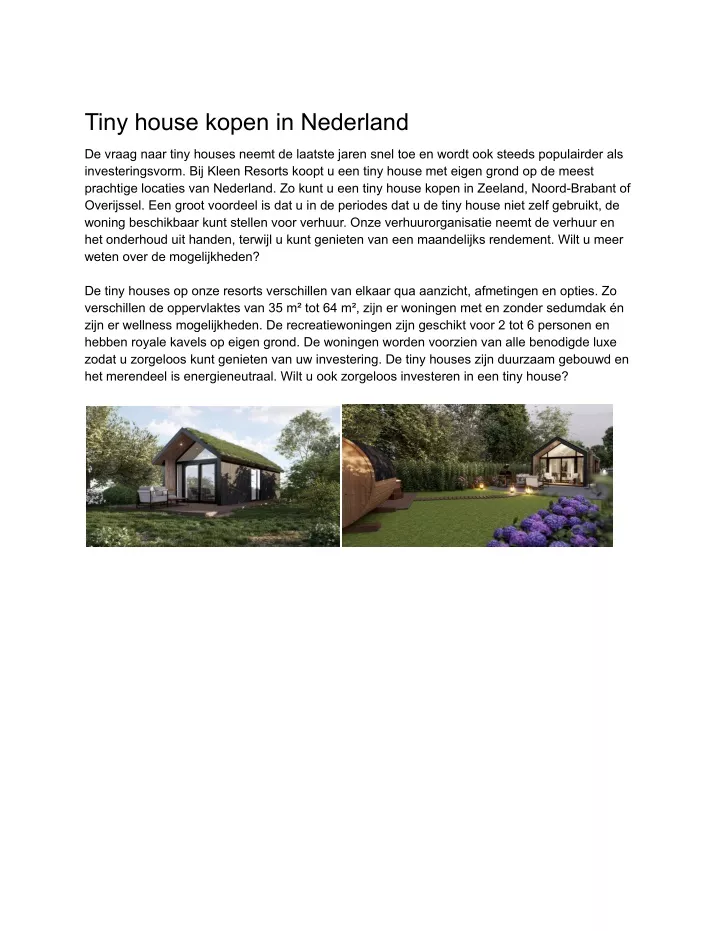 tiny house kopen in nederland
