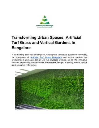 Transforming Urban Spaces_ Artificial Turf Grass and Vertical Gardens in Bangalore