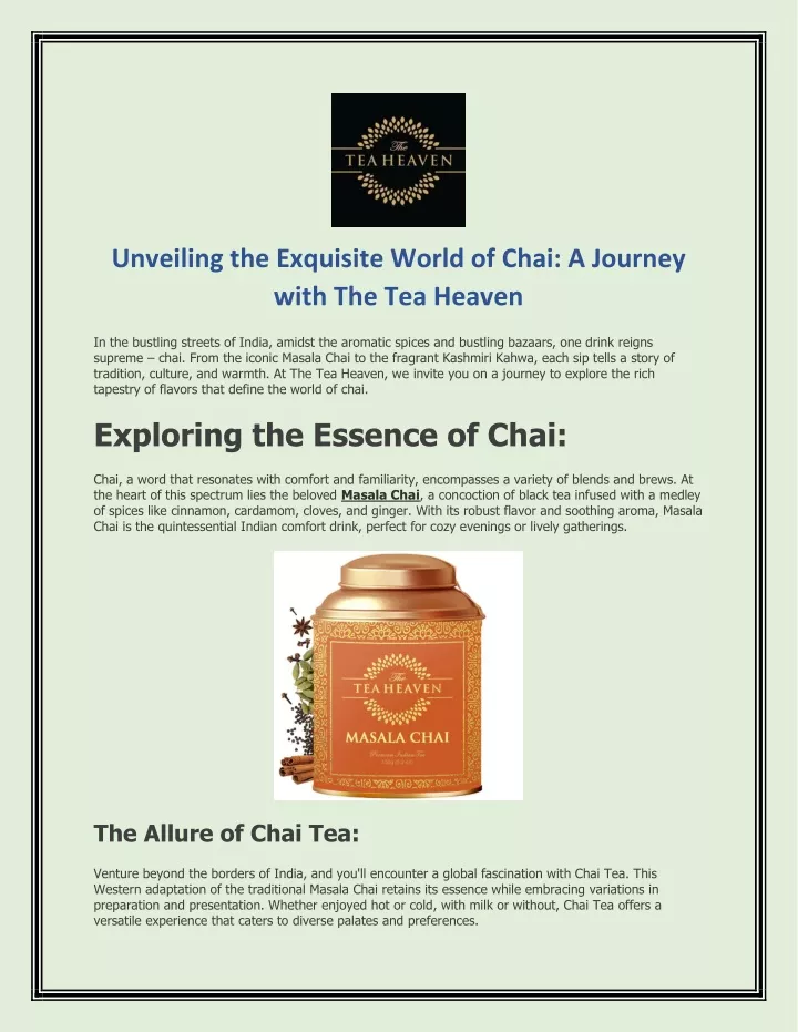 unveiling the exquisite world of chai a journey