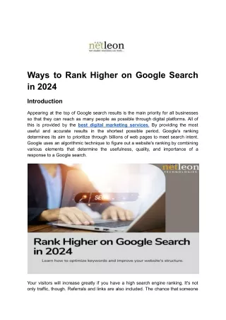 Ways to Rank Higher on Google Search in 2024