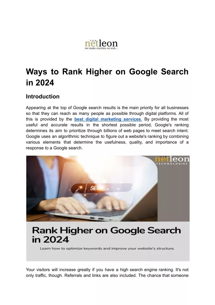 ways to rank higher on google search in 2024