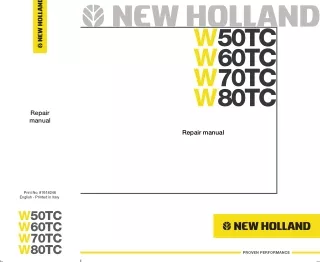 NEW HOLLAND W70TC COMPACT WHEEL LOADER Service Repair Manual