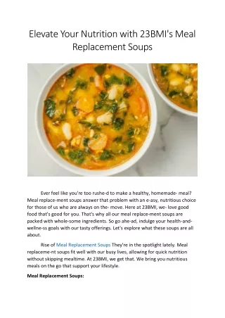 Elevate Your Nutrition with 23BMI's Meal Replacement Soups