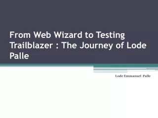 From Web Wizard to Testing Trailblazer: The Journey of Lode Palle