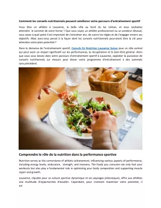 Comment les conseils nutritionnels peuvent améliorer votre parcours d'entraînement sportif