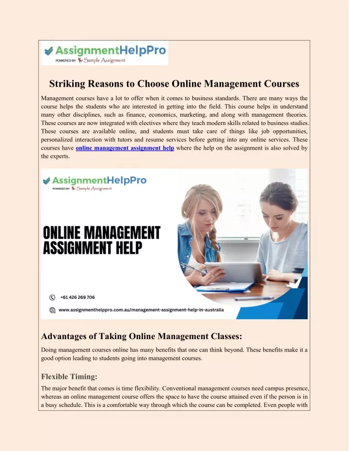 striking reasons to choose online management