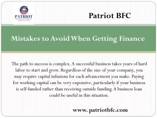 Business financing - Patriot Business Finance Consultants Ltd