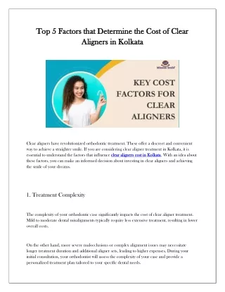 The Top 5 Elements That Impact Clear Aligners' Price in Kolkata
