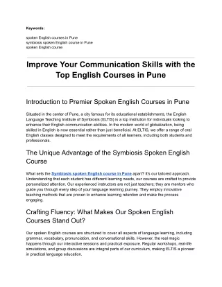 Improve Your Communication Skills with the Top English Courses in Pune