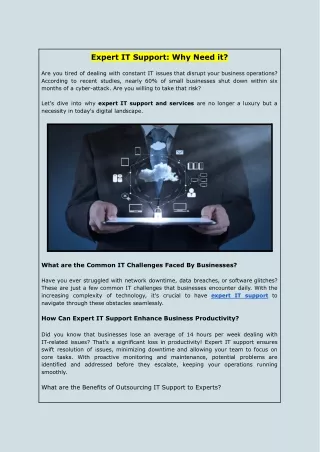 Expert IT Support: Why Need it?