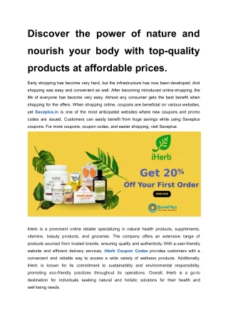 Discover the power of nature and nourish your body with top-quality products at affordable prices