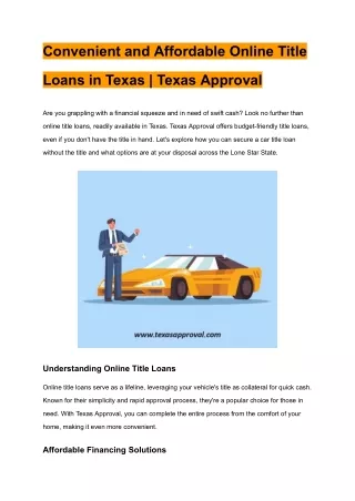 Convenient and Affordable Online Title Loans in Texas _ Texas Approval _ texasapproval.com