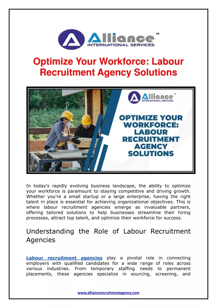 optimize your workforce labour recruitment agency