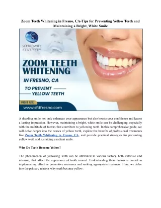 Ensure Teeth Stay White by Opting for Zoom Teeth Whitening in Fresno, CA