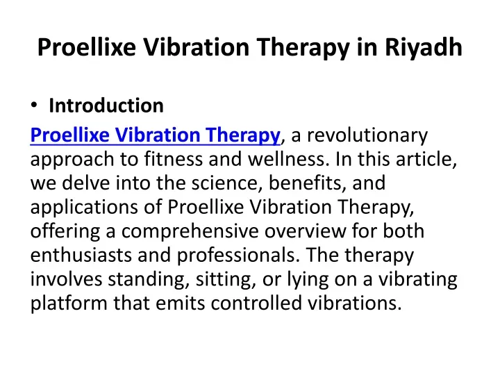 proellixe vibration therapy in riyadh