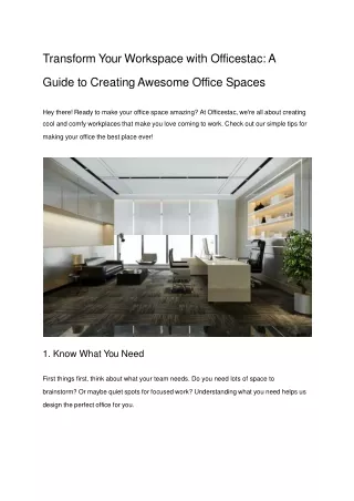 Crafting Your Dream Office: Officestac's Guide to Workspace Transformation