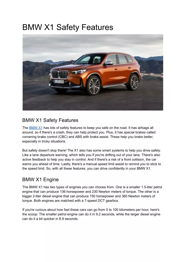 bmw x1 safety features