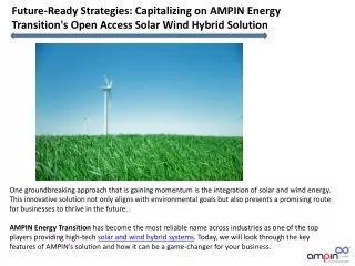 Future-Ready Strategies Capitalising on AMPIN Energy Transition's Open Access Solar Wind Hybrid Solution