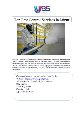Top Pest Control Services in Jaipur