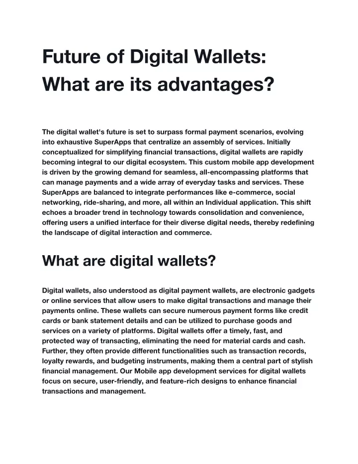 future of digital wallets what are its advantages
