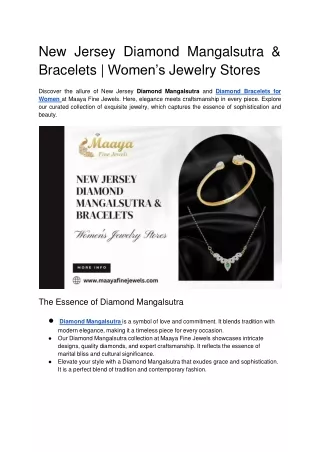 New Jersey Diamond Mangalsutra & Bracelets | Women's Jewelry Stores