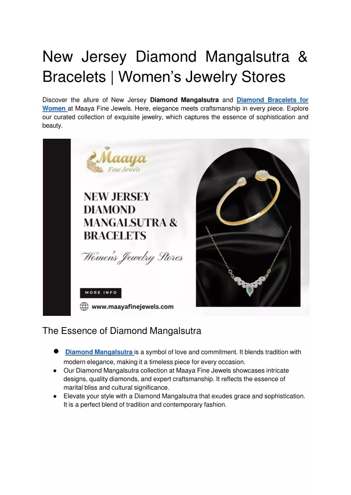ne w jerse y diamon d mangalsutr a bracelets women s jewelry stores