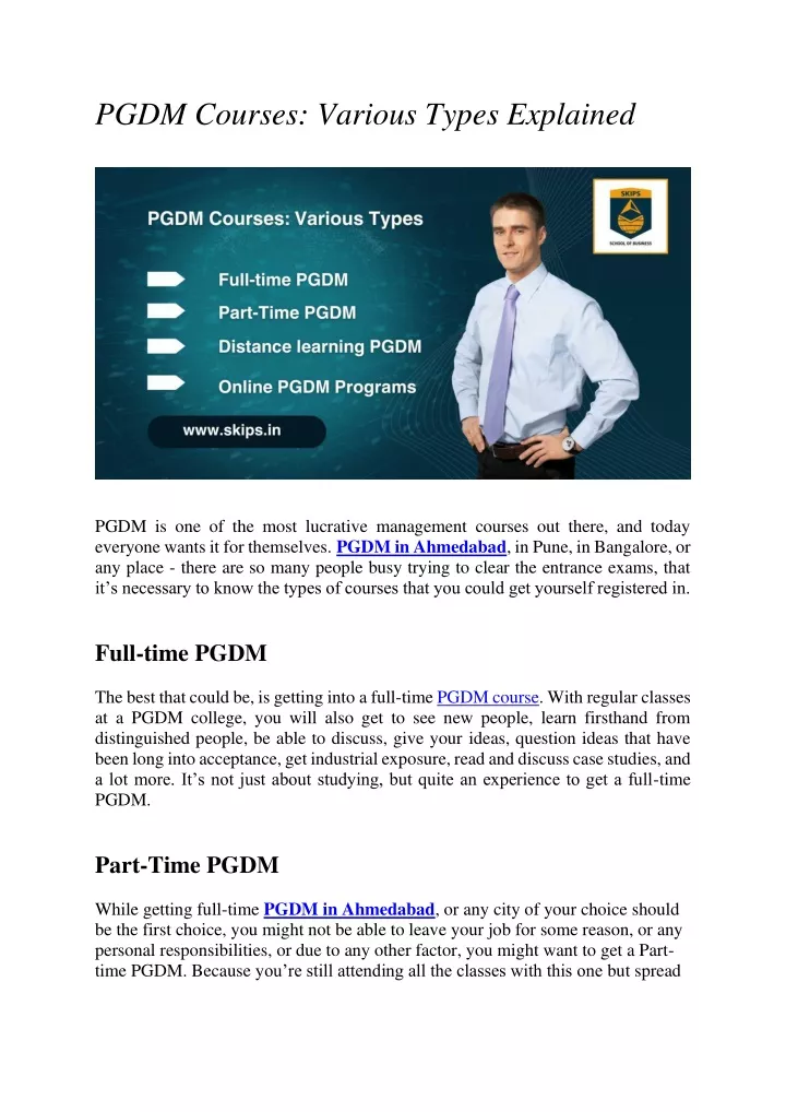 pgdm courses various types explained